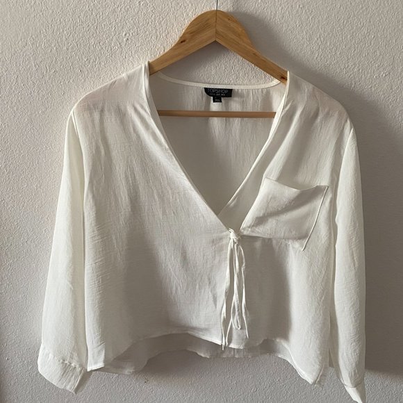 Topshop white Wrap Top Size 4 - Picture 1 of 2